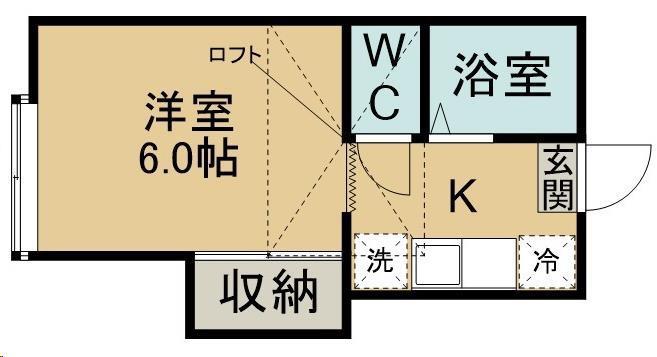 モアクレスト木ノ下(1K/2階)の間取り写真