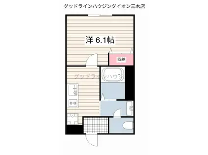 リープラス三木末広(1K/1階)の間取り写真