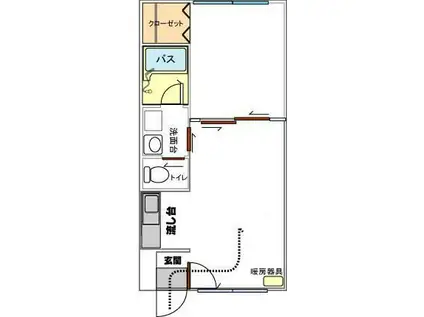 ピュアパレス柏木(1LDK/2階)の間取り写真