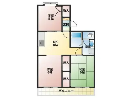 プレジデント深田I(3DK/3階)の間取り写真
