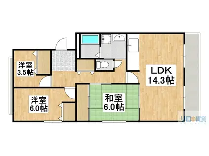 エスペランサ宝塚弐番館(3LDK/3階)の間取り写真