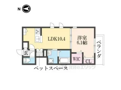 アップルコート北山(1LDK/4階)の間取り写真