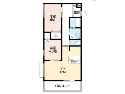 ハイツ沢添(2LDK/1階)の間取り写真