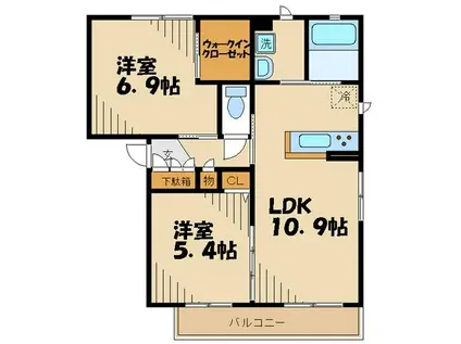 ポワール・プルミエ(2LDK/1階)の間取り写真