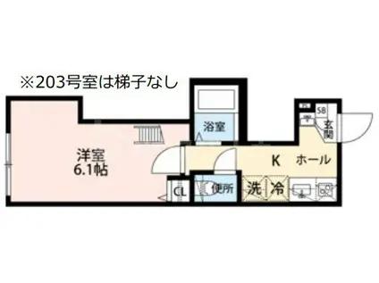 グランクオール綾瀬グレイス(1K/2階)の間取り写真