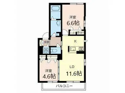 豊川モリハイツ(2LDK/3階)の間取り写真