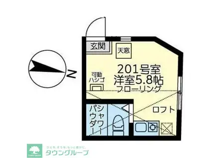 ユナイト中央カステーリャ・デ・ボレロ(ワンルーム/2階)の間取り写真