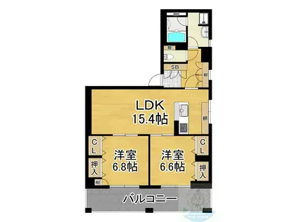 CASA ETERNA(2LDK/3階)の間取り写真