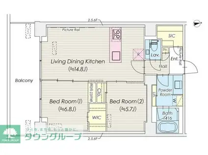 シャトレ信濃町(2LDK/5階)の間取り写真