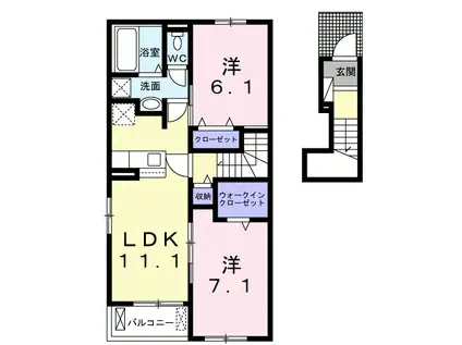 スリザリンI(2LDK/2階)の間取り写真