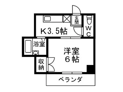 ナガヤハイツ(1K/2階)の間取り写真