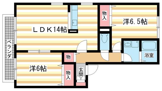ラフィーネB(2LDK/2階)の間取り写真