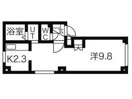 ひばりヶ丘A(1K/4階)の間取り写真
