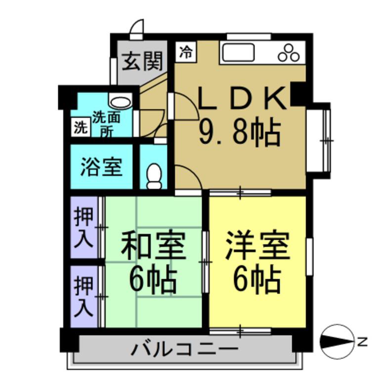 サン・ファミール北浦(2LDK/4階)の間取り写真
