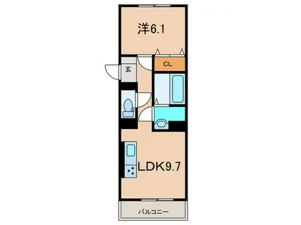 PISTA神戸板宿(1LDK/3階)の間取り写真