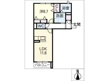 RELAFORT B棟(1LDK/2階)の間取り写真
