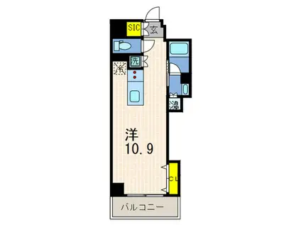 レジディア神戸磯上(ワンルーム/6階)の間取り写真