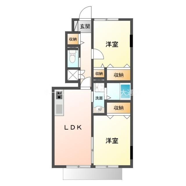パーチェ A(2LDK/1階)の間取り写真