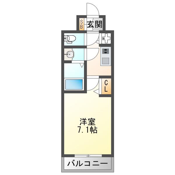 プレサンス OSAKA 姫里エンファシス(1K/2階)の間取り写真
