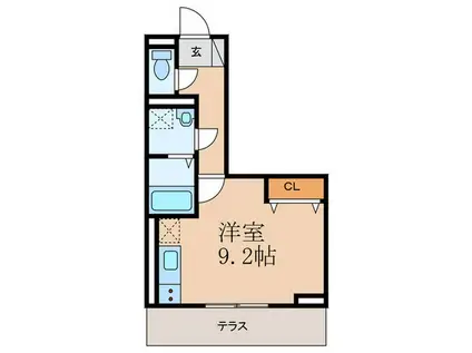 ガナール(ワンルーム/1階)の間取り写真