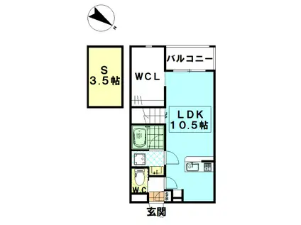 アミューレット弐番館(1LDK/2階)の間取り写真