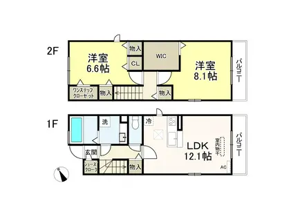 アザレアYガーデン(2LDK/1階)の間取り写真