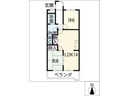 シャトースサキI(2LDK/2階)の間取り写真