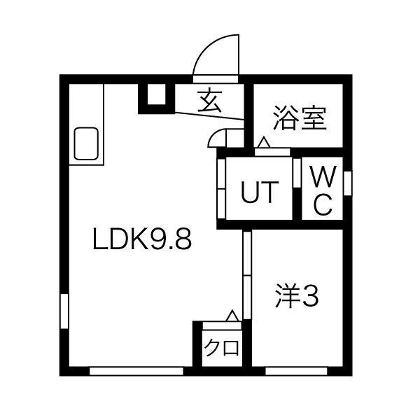 CERES岩塚駅前 B(1LDK/1階)の間取り写真