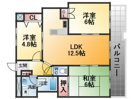 パラディオンI・II(3LDK/3階)の間取り写真