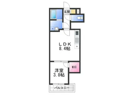 ジーメゾン北野田レリウス(1LDK/2階)の間取り写真