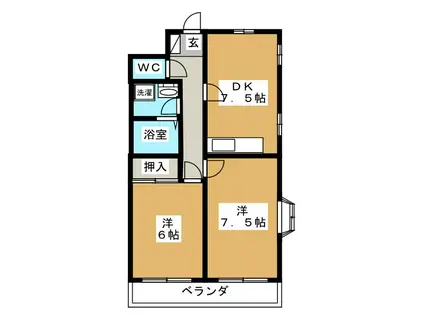 マンションクレア(2DK/2階)の間取り写真
