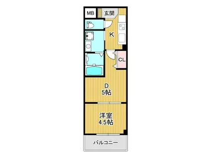 ザ・スカイレジデンス(1DK/3階)の間取り写真
