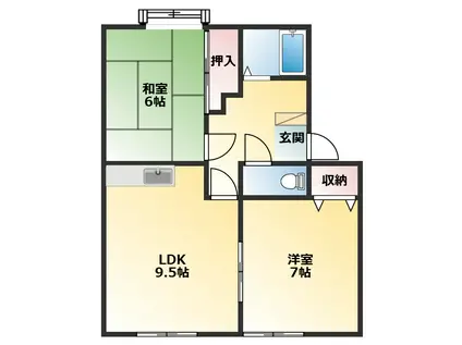 アーバンライフ芝田C棟(2LDK/1階)の間取り写真