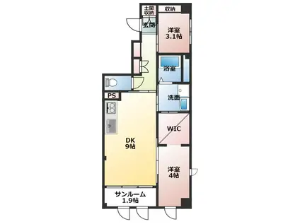 王城ビル(2DK/2階)の間取り写真