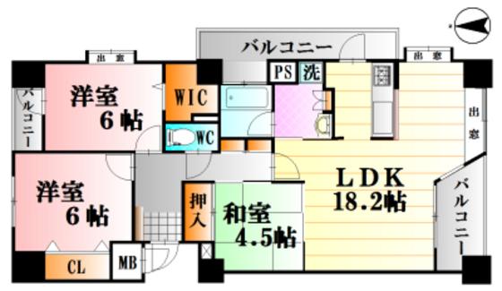 ラフィーヌ牛田本町(3LDK/8階)の間取り写真