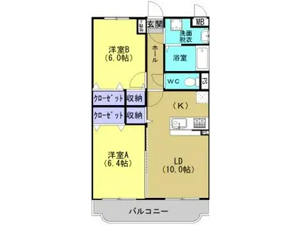 ユーミーEBINUMAII(2LDK/3階)の間取り写真