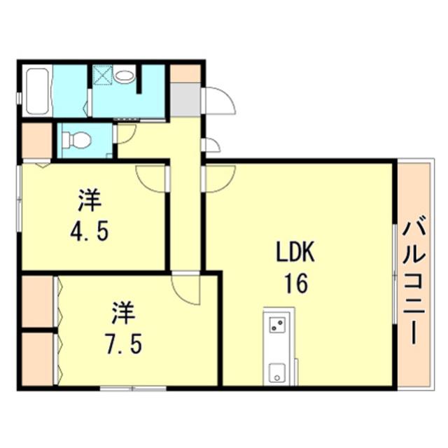 ブルーメ白水I(2LDK/1階)の間取り写真