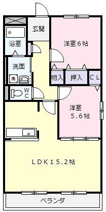 ハートフルマンションステラ(2LDK/3階)の間取り写真