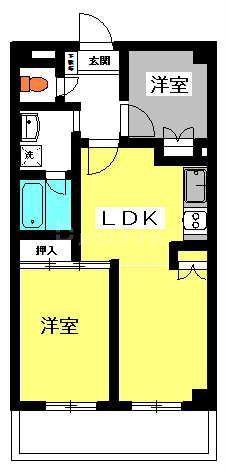 ニューオーク(2LDK/1階)の間取り写真