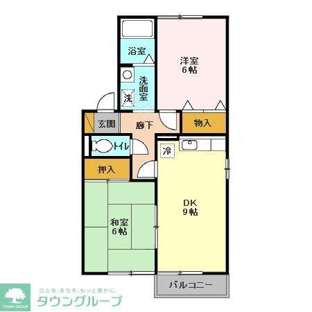 ピュアタウン南逆井C(2DK/2階)の間取り写真