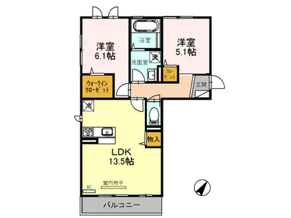 アーバーオークス(2LDK/3階)の間取り写真