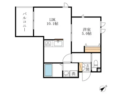 ベル シエル(1LDK/2階)の間取り写真