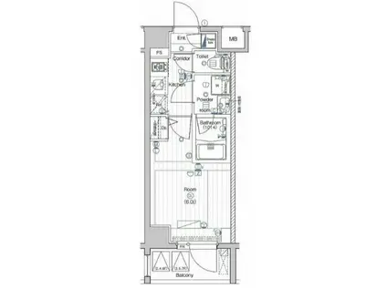 プレミアムキューブ大井町MO(ワンルーム/7階)の間取り写真