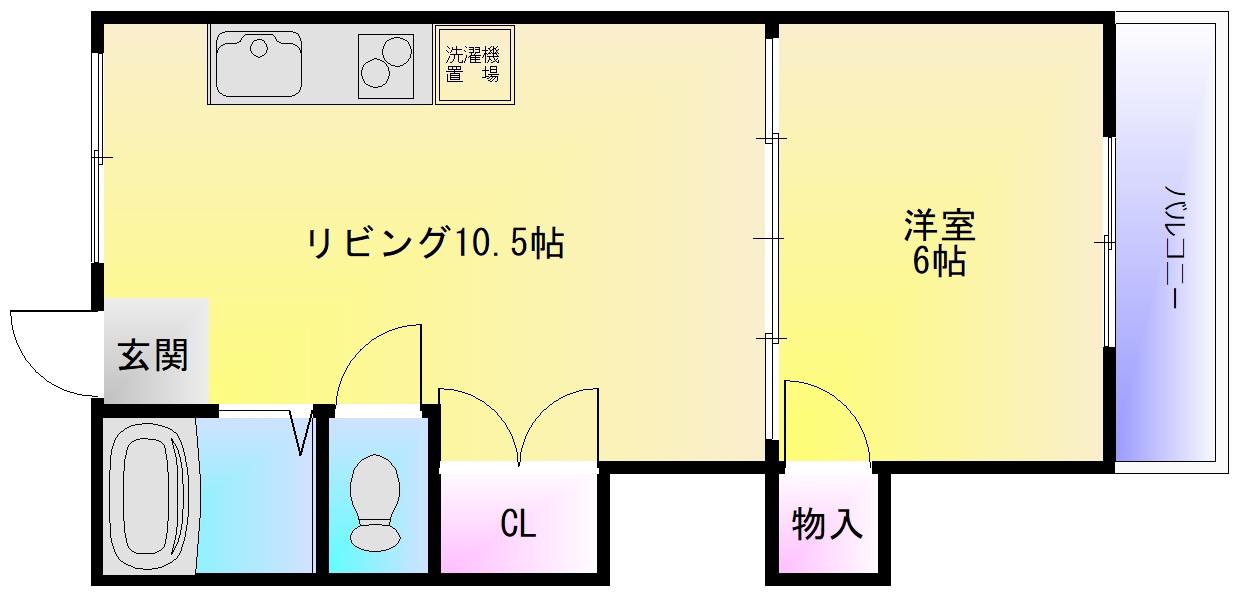 山本北コーポラス1号(1LDK/4階)の間取り写真