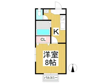 JR信越本線 川中島駅 徒歩21分 2階建 築29年(1K/2階)の間取り写真