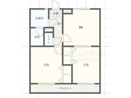 ベロウ川崎302(2DK/3階)の間取り写真