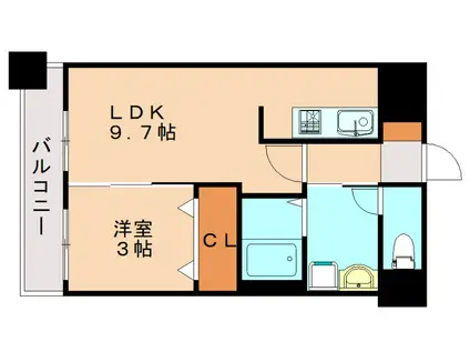 アリエス学研都市II(1LDK/5階)の間取り写真