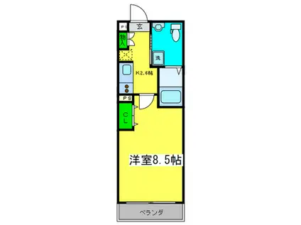 グローハイツ南堀江(1K/2階)の間取り写真