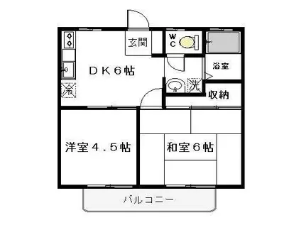 むつみハイツ2号館(2DK/2階)の間取り写真