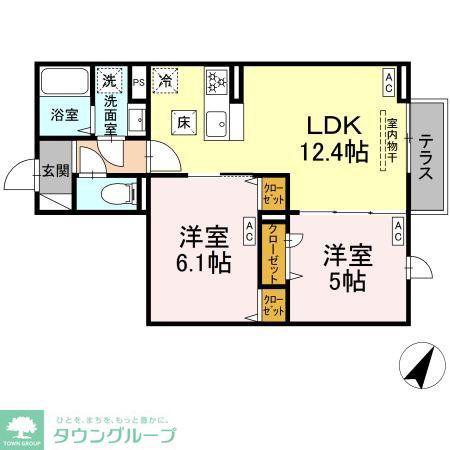 セレスティア白鷺II(2LDK/1階)の間取り写真